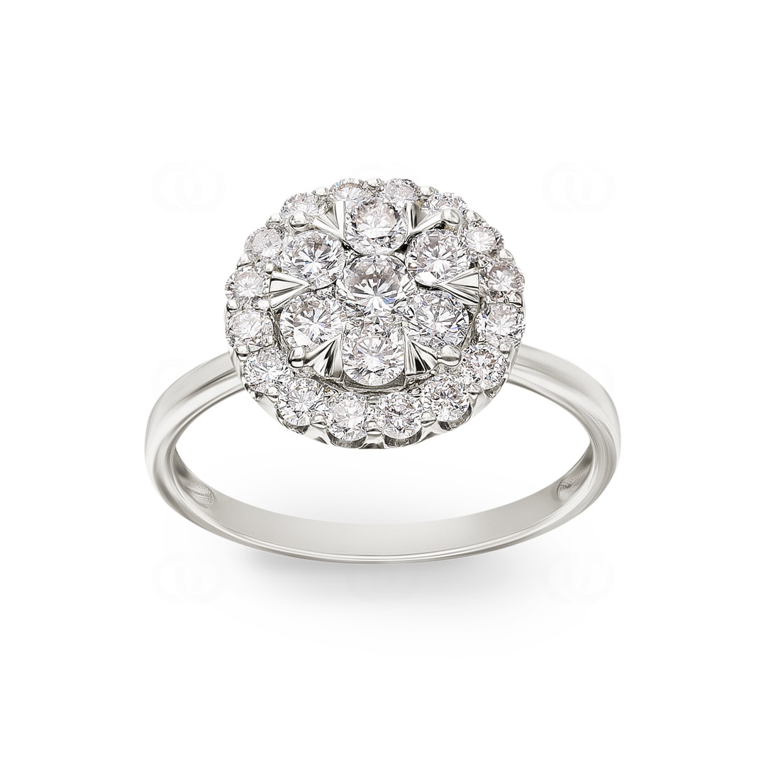 1.00 Karat Diamanten Halo Verlobungsring 750/18 K Weissgold