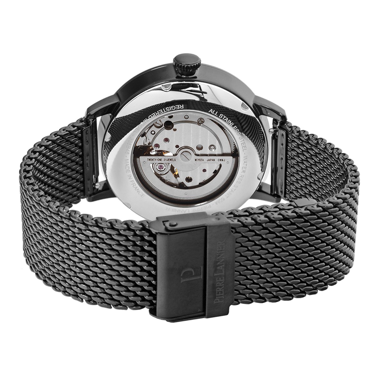 Coffret montre Pierre Lannier TRIOCadran Noir Bracelet Cuir Brun