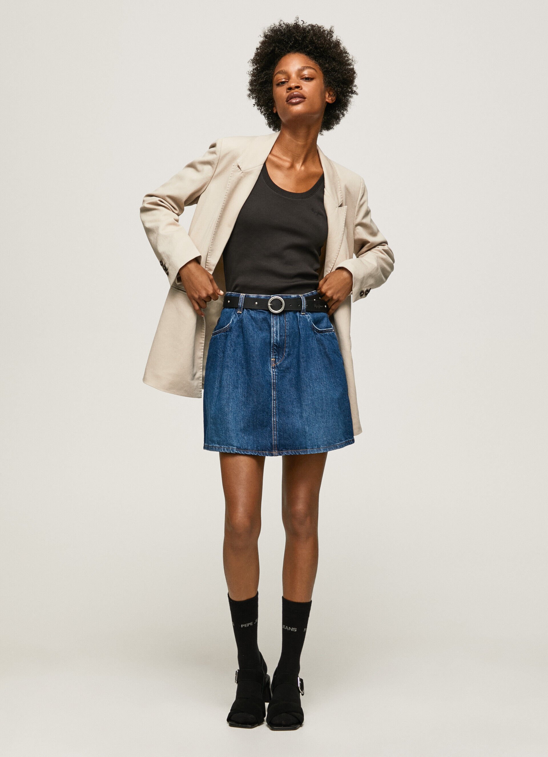 SAIA CURTA DE ALGODÃO JEANS - jeans