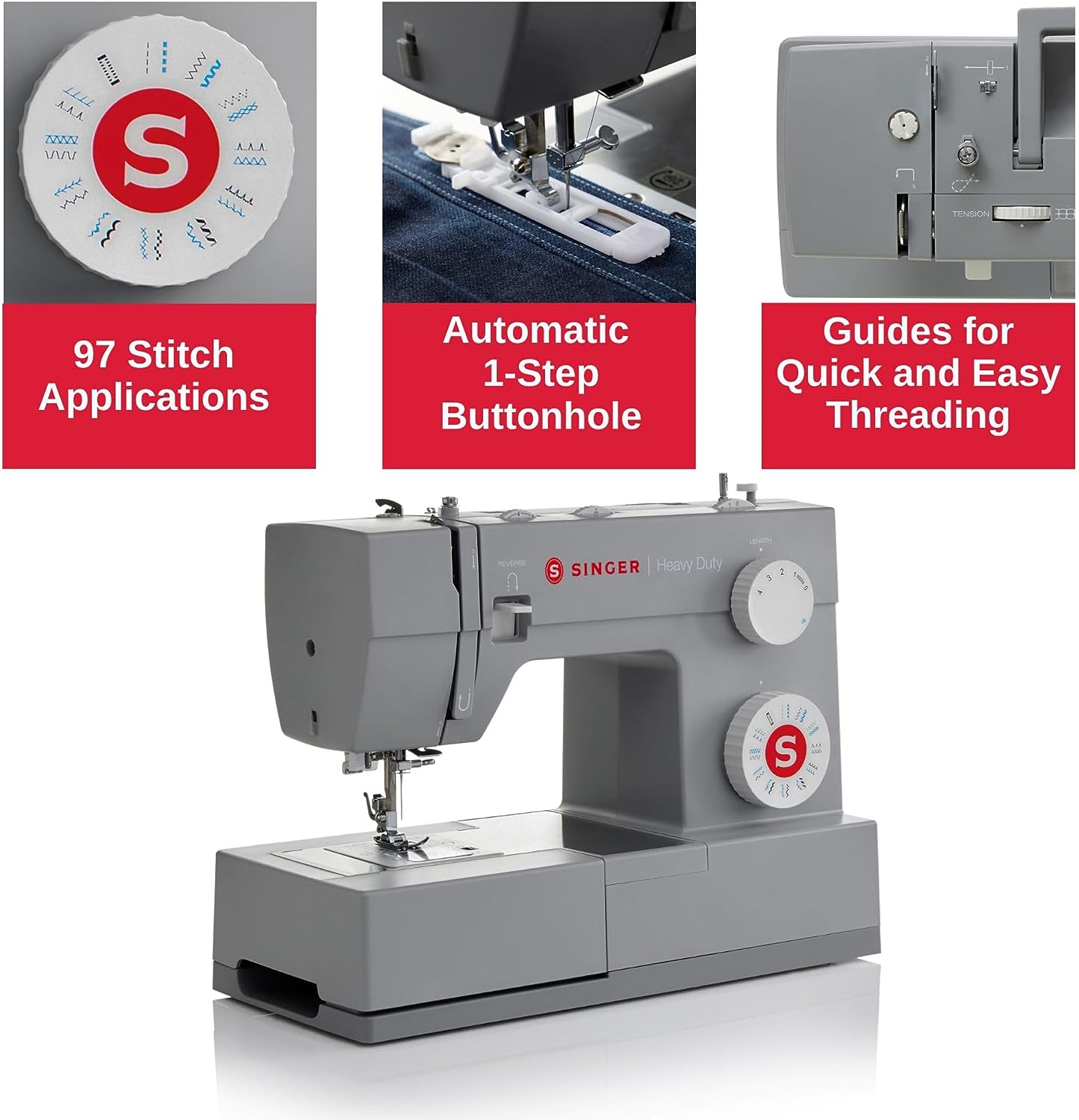 Máquina de costura Singer Heavy Duty 4423, cinza