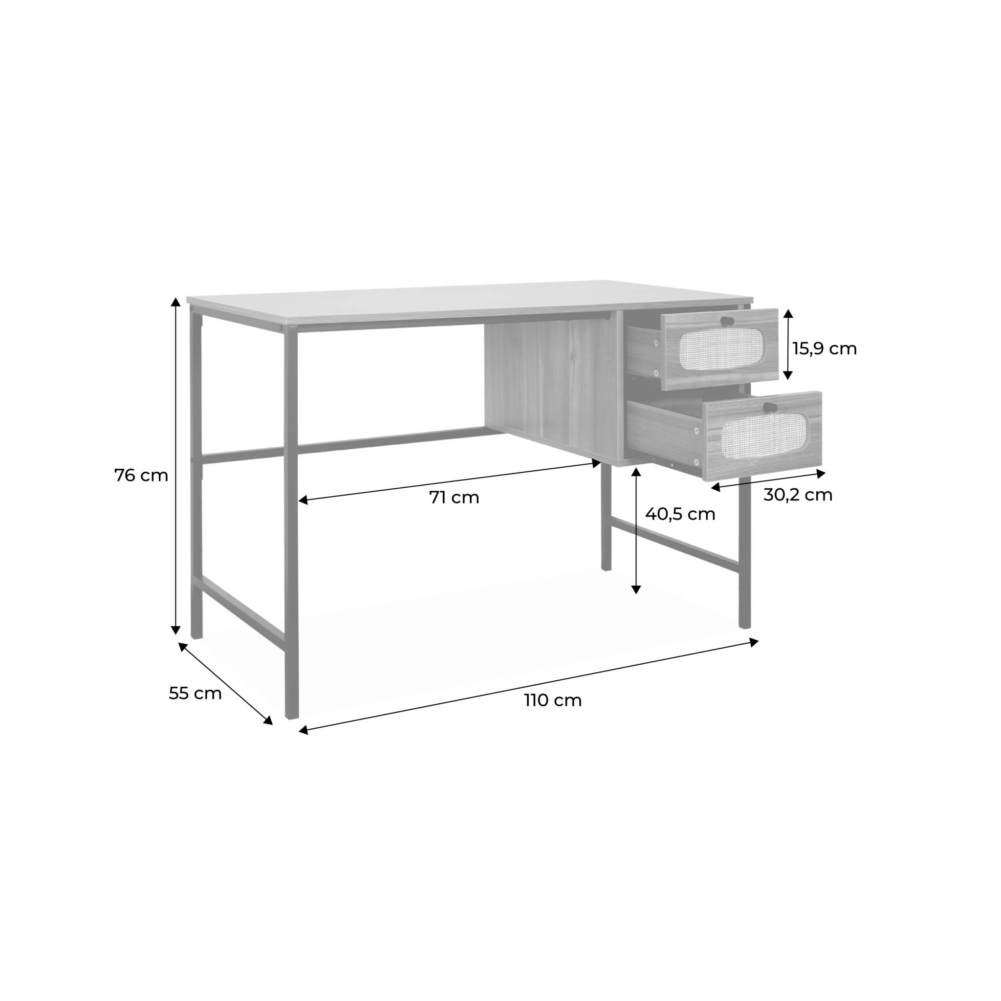 sweeek - Bureau, B 110 x D 55 x H 76cm