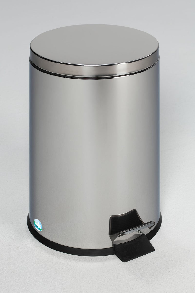 PROREGAL Robuuste pedaalemmer met binnenemmer en handgreep, 20 liter, afmetingen (H x B x D): 45 x 29 x 29 cm, roestvrij staal, zilver