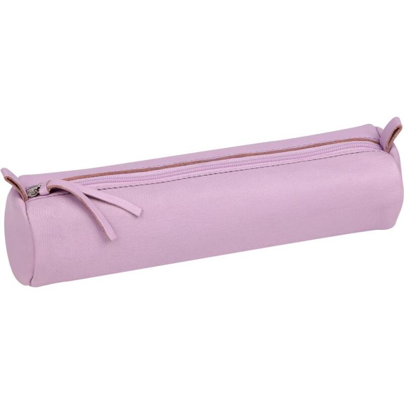 CUIR TEINTE Trousse ronde Ø5,5x22 cm - Assortiment pastel