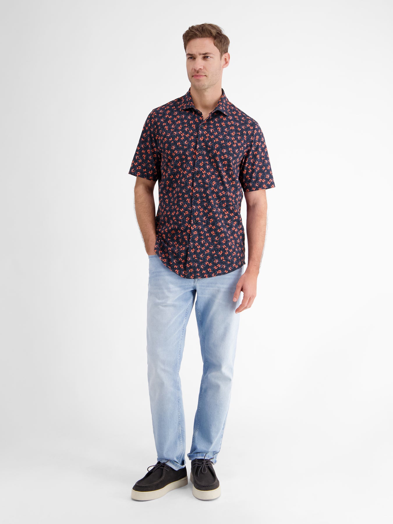 Herren Jerseyhemd, floral gemustert