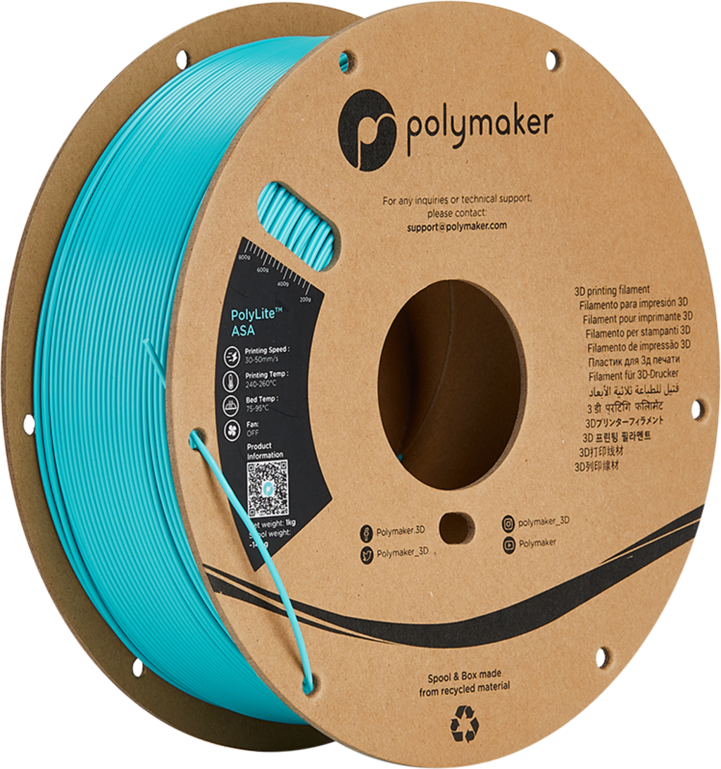 Polymaker  PolyLite ASA Teal, 1,75 mm / 1000 g    Die Alternative zu ABS Filament