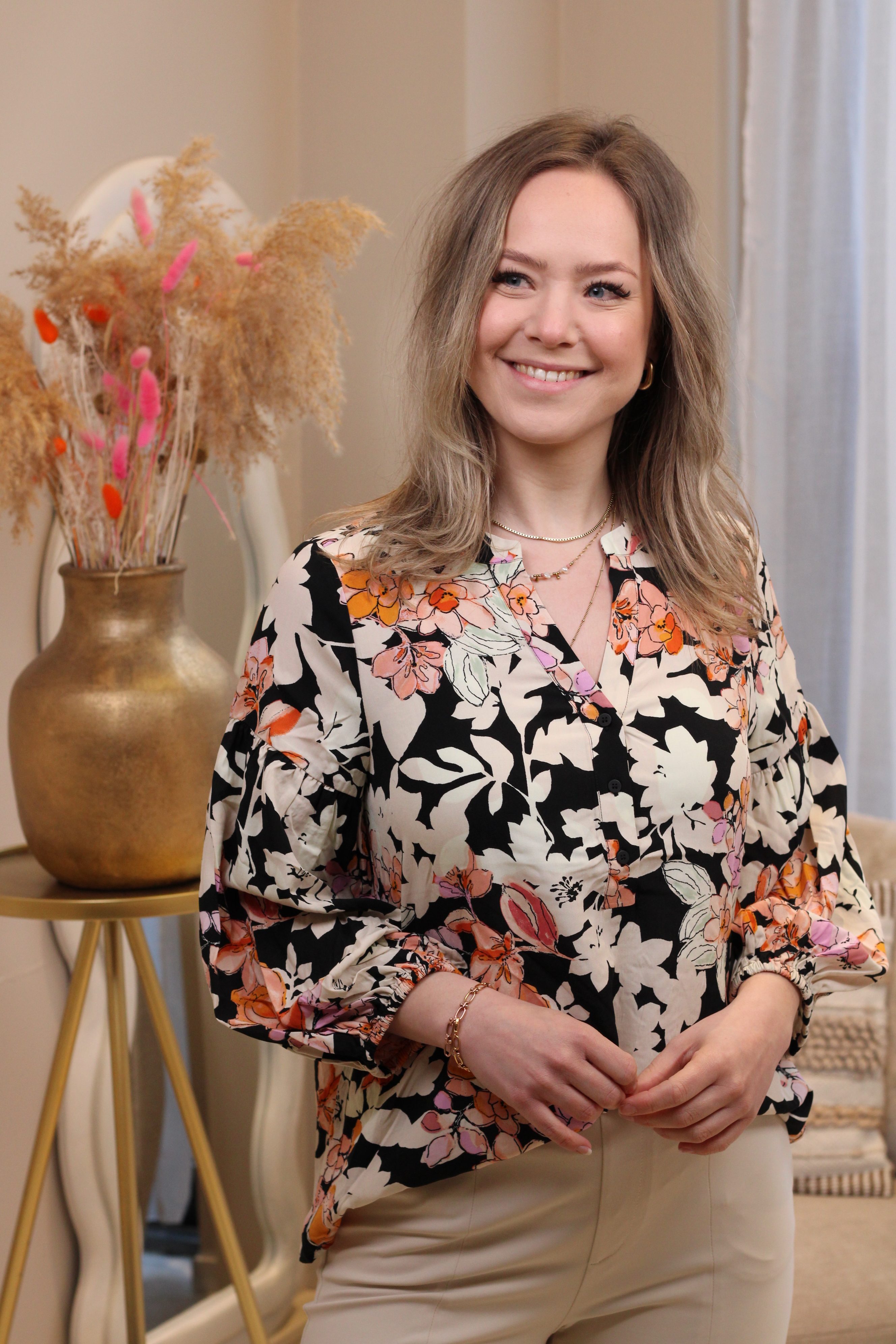 Culture - Audrey Bello Blouse - Orange/Pink Flower