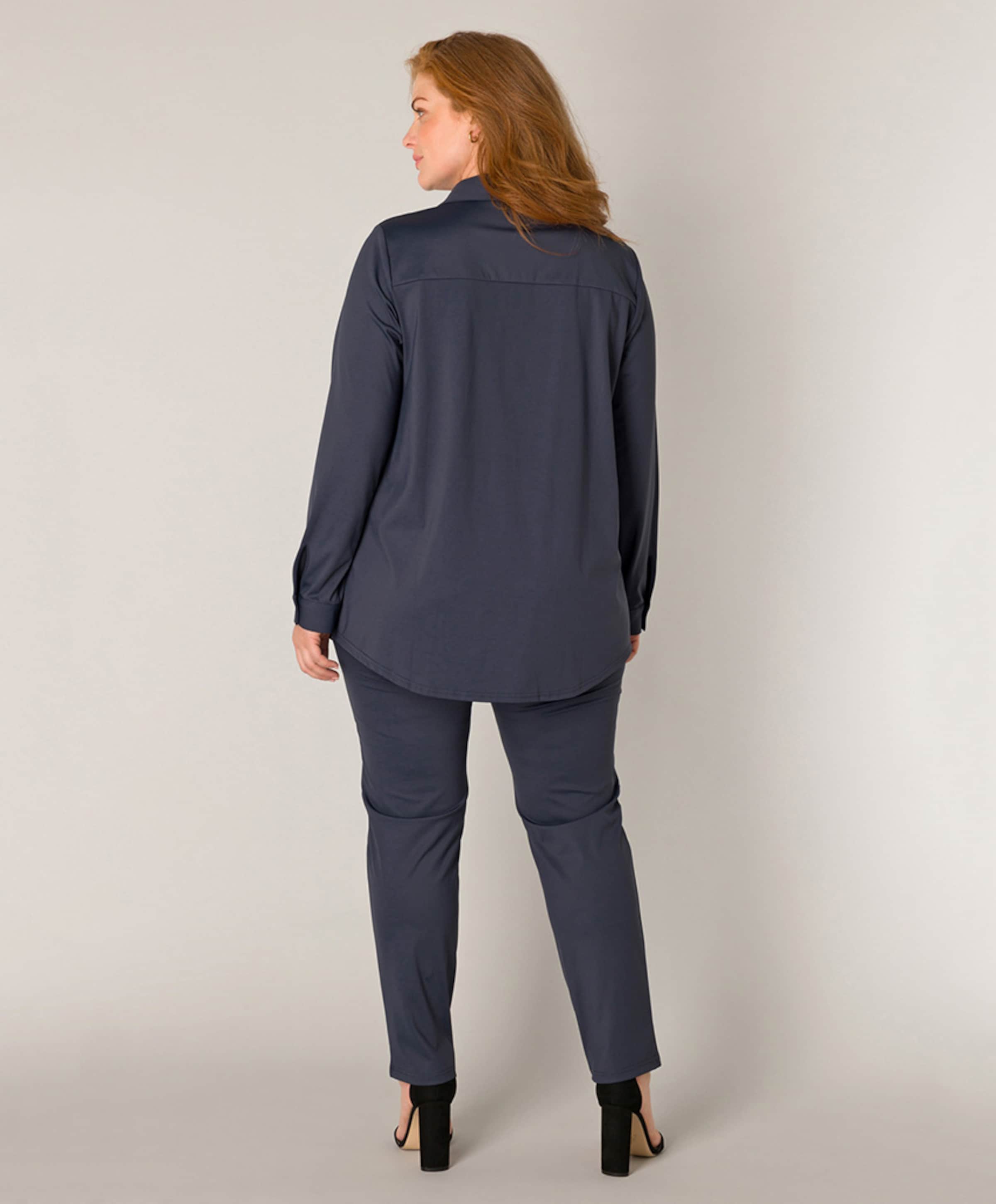 Base Level Curvy Dames blouse blauw