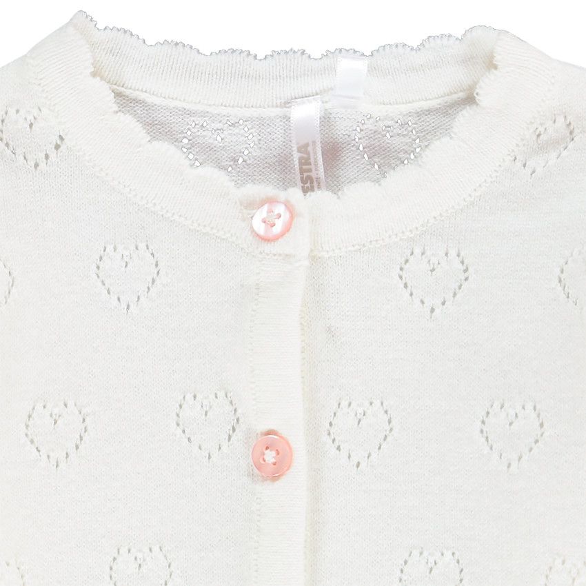 Gilet en tricot motif coeur pour bébé fille - Ecru
