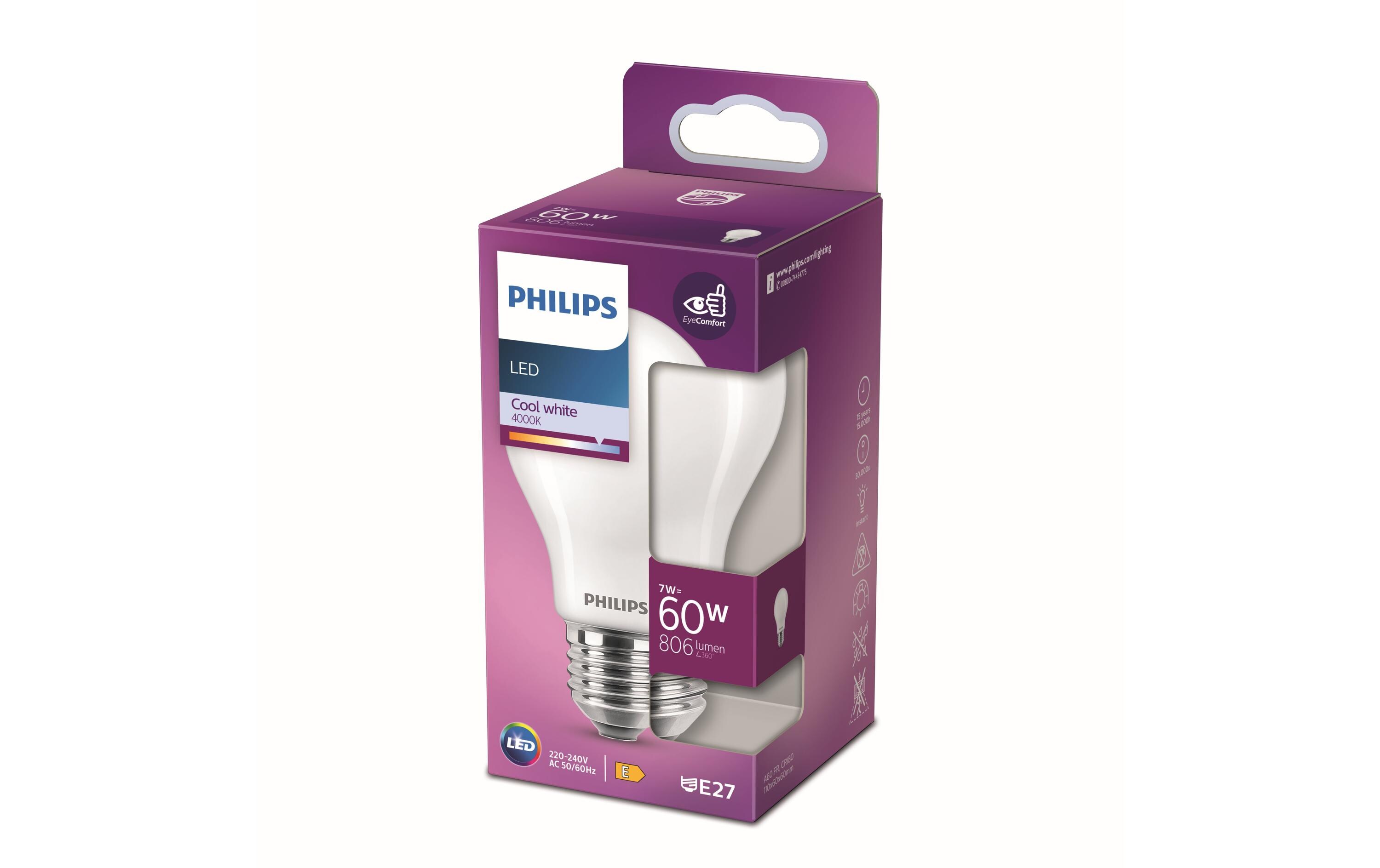 Lampe LEDcla 60W E27 A60 CW FR ND NeutralweissLeuchtmittel A60 mit matter Oberfläche