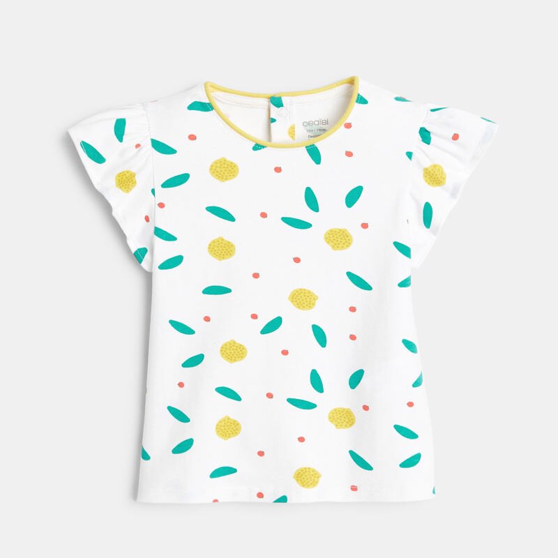 T-shirt manches volantées fruits jaune bébé fille Jaune