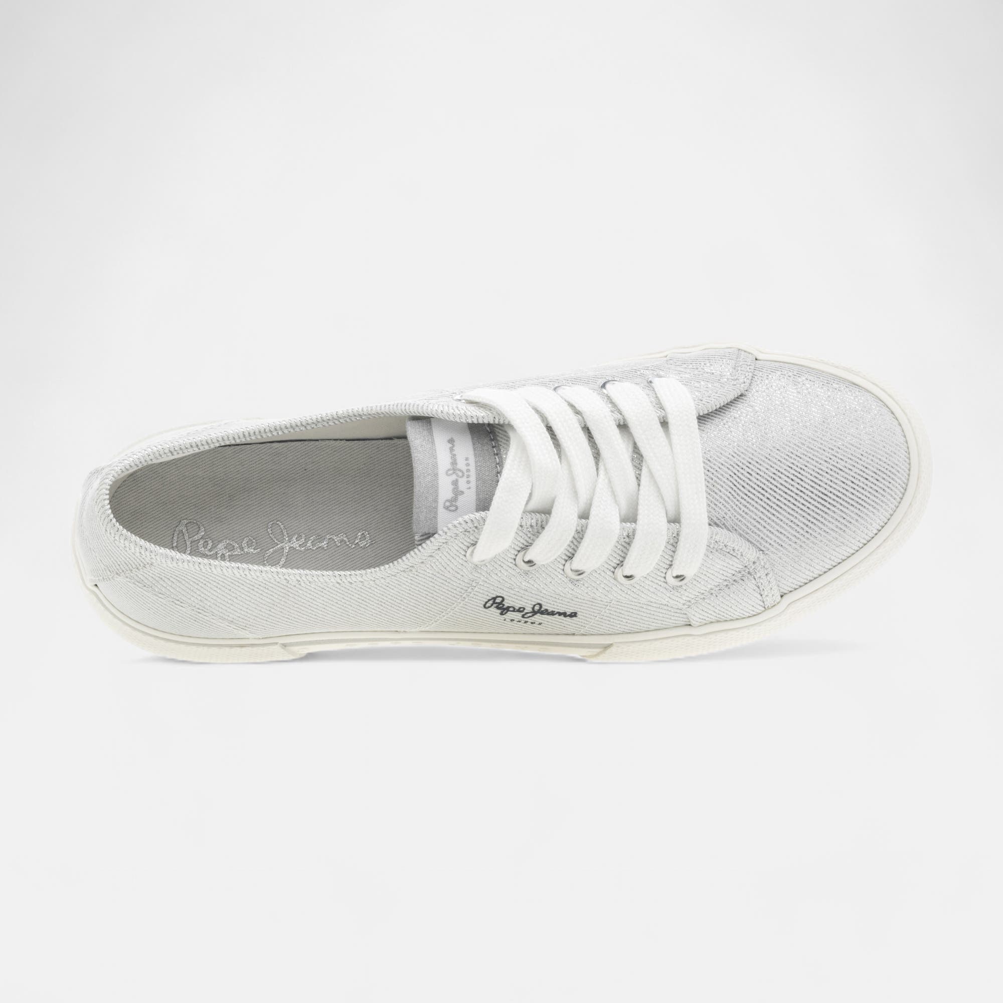 Baskets en toile Femme argent