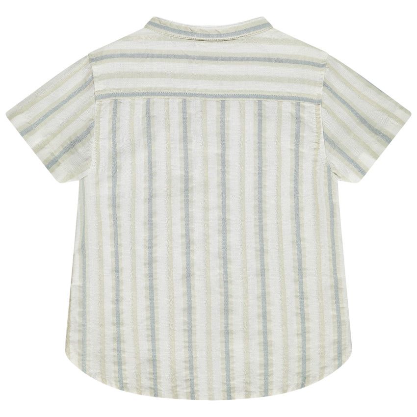 Chemise manches courtes et col mao rayée pour bébé garçon - Blanc
