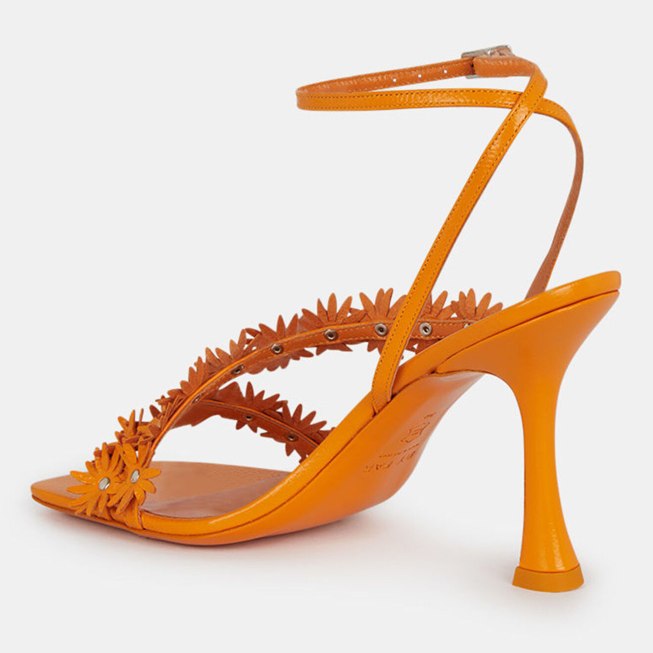 By Far Sandales en Cuir orange - Talon 9 cm