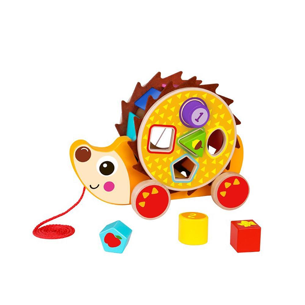 Tooky Toy Steckspiel, Nachziehspielzeug Igel TKE011 Formsortierer, 5 Formen bunt