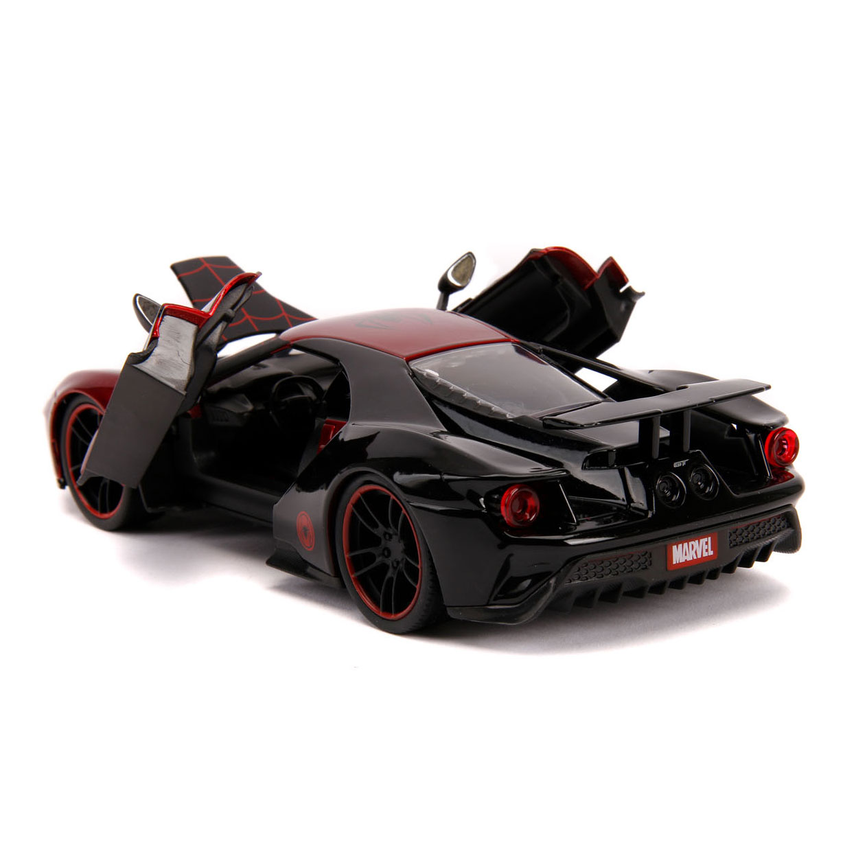 Jada Marvel Miles Morales Spiderman met 2017 Ford GT Auto 1:24
