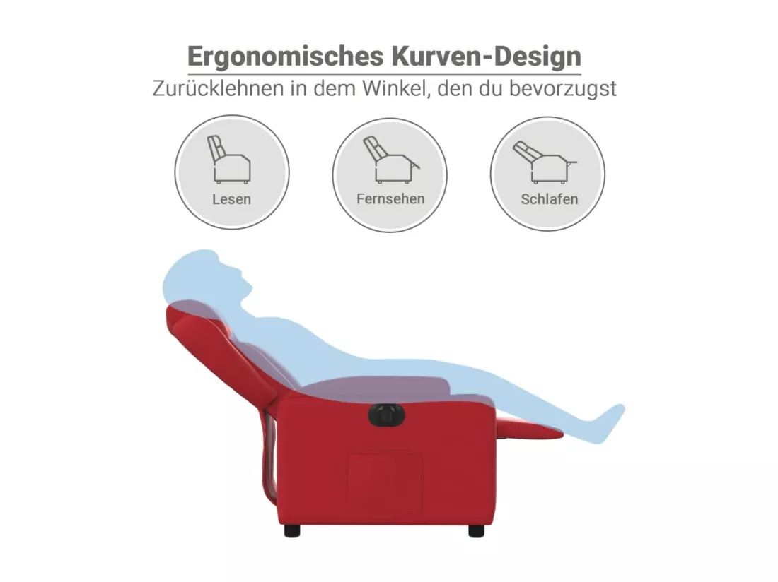 Fauteuil inclinable électrique Rouge Similicuir