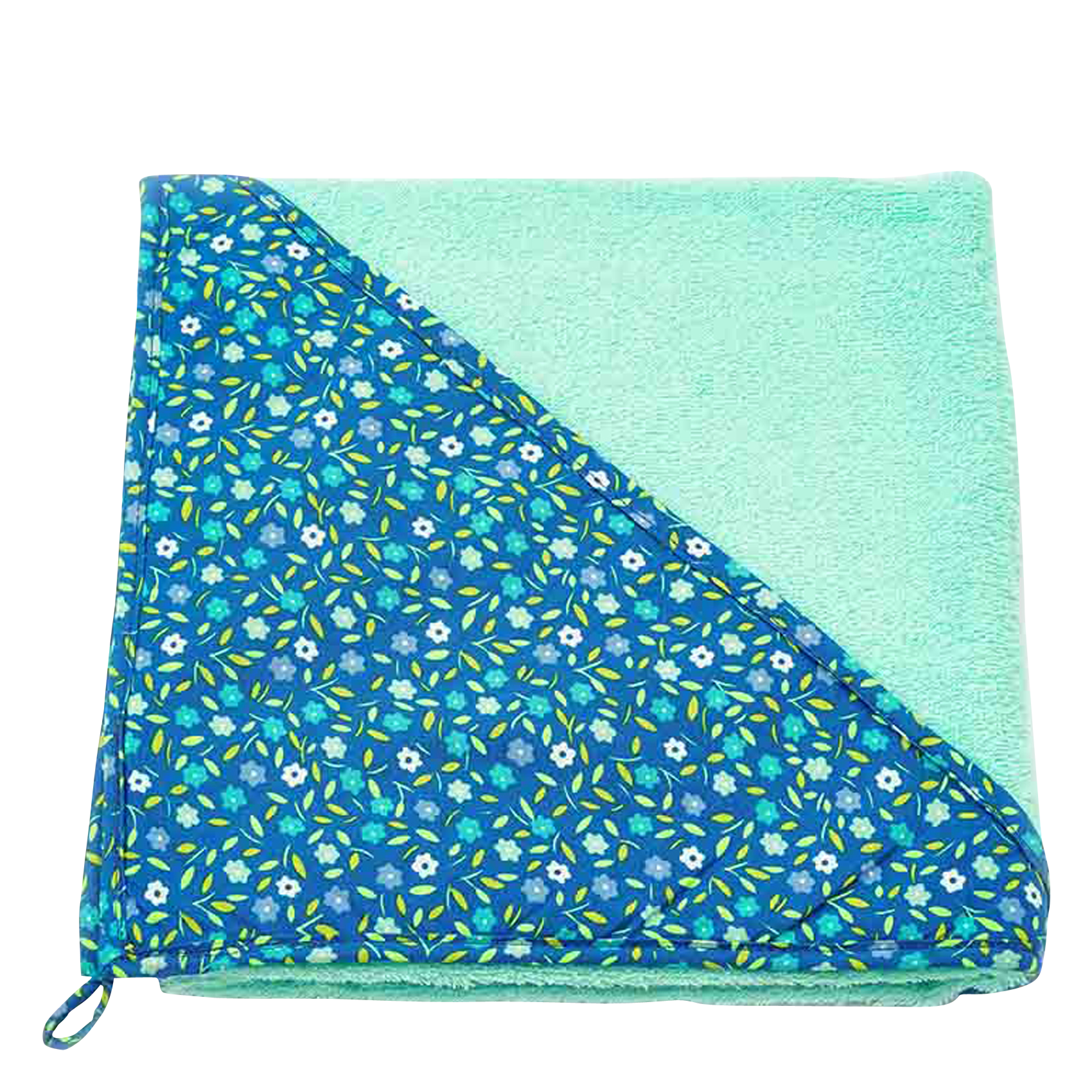 Cape de bain imprimé fleuri en coton| Bleu