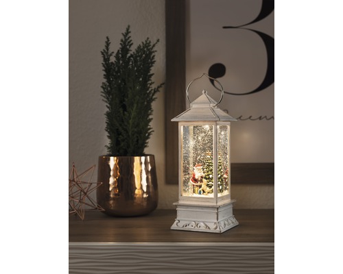 Konstsmide LED lantaarn, op batterijen, Kerstman met hond, H 27,5 cm, warm wit, incl. timerfunctie