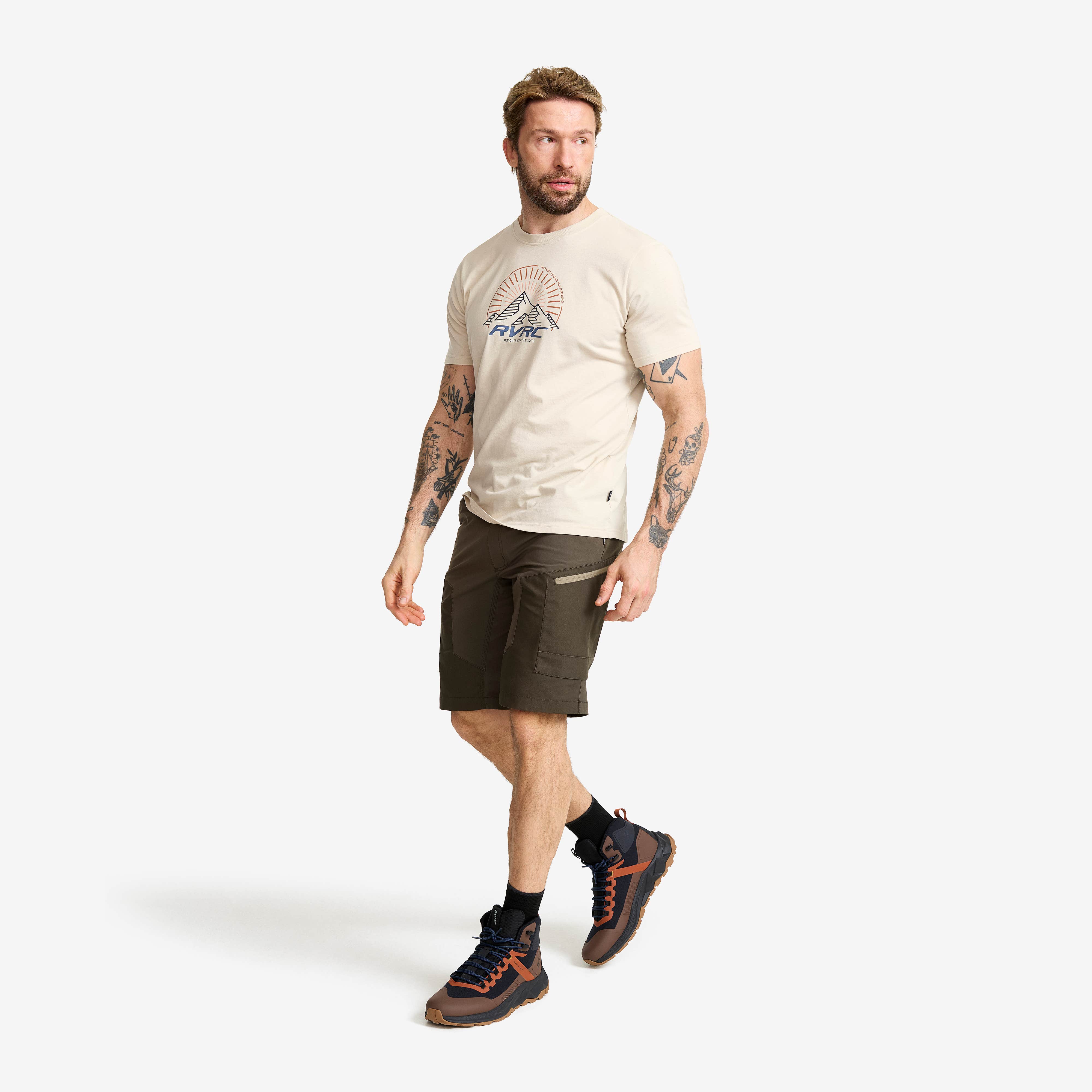 Easy Graphic T-shirt Herre Oatmeal