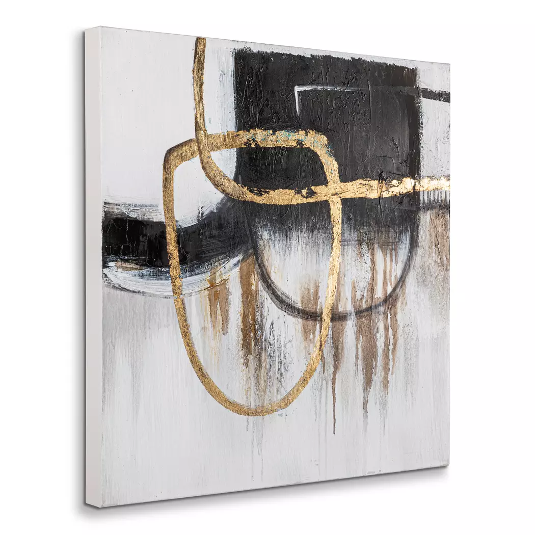 Wandbild 60 x 60 cm Abtrakt Schwarz - Gold I