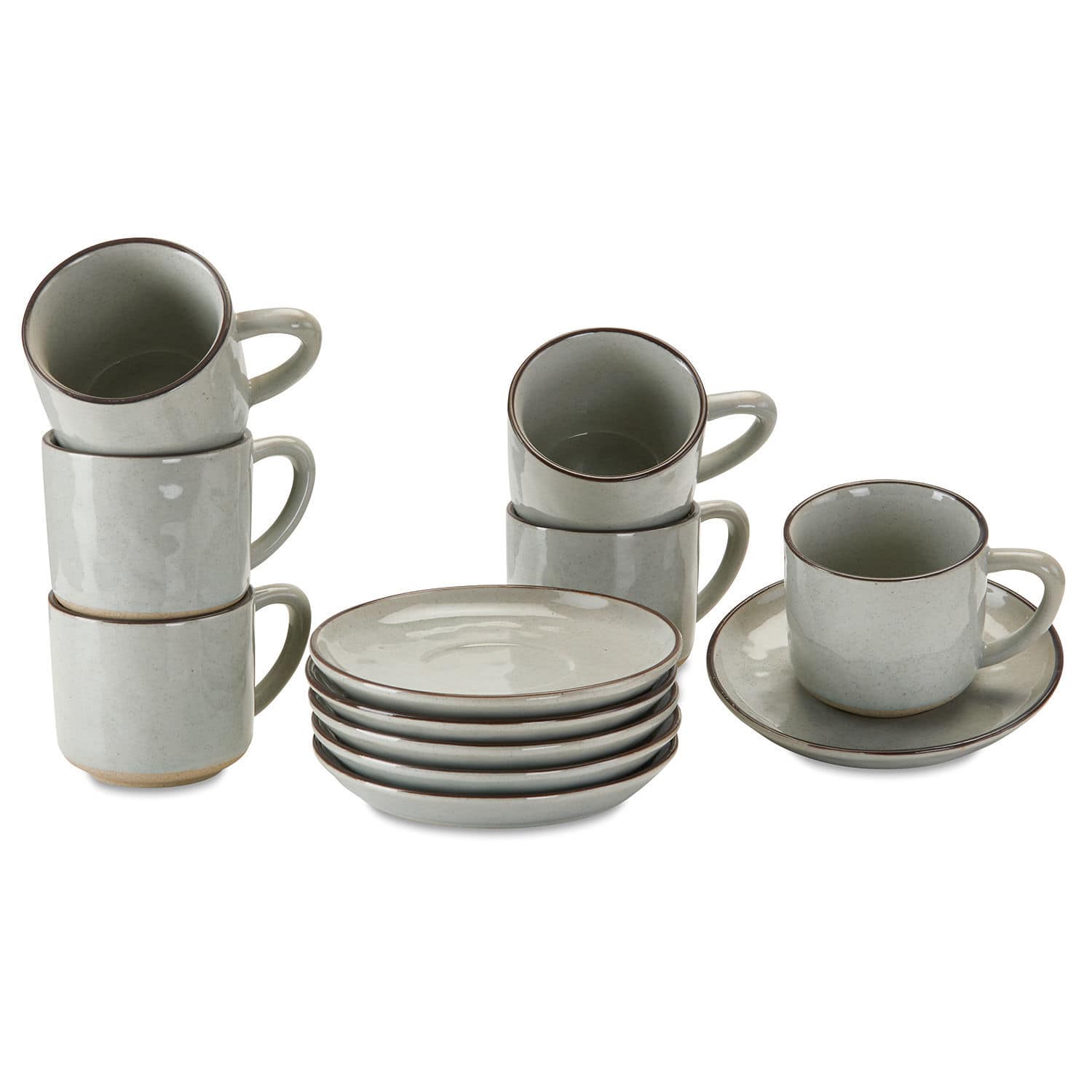 Tasse mit Untertasse 6er Set Biarré grau