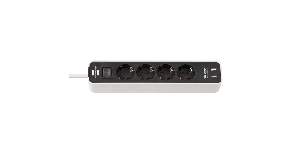 BrennenstuhlEcolor stekkerdoos 4-voudig + 2x USB stekkerdoos  (Wit/zwart)