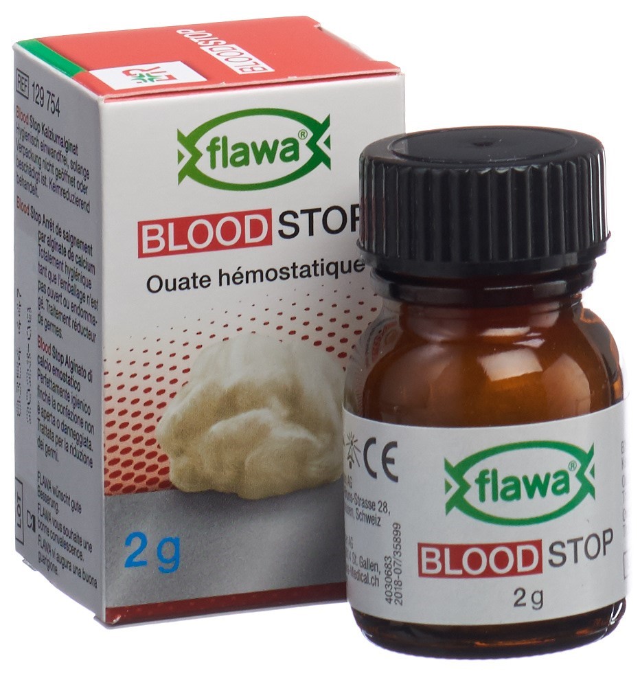 FLAWA Blood Stop Blutstillende Watte sterilisiert Glas 2 g