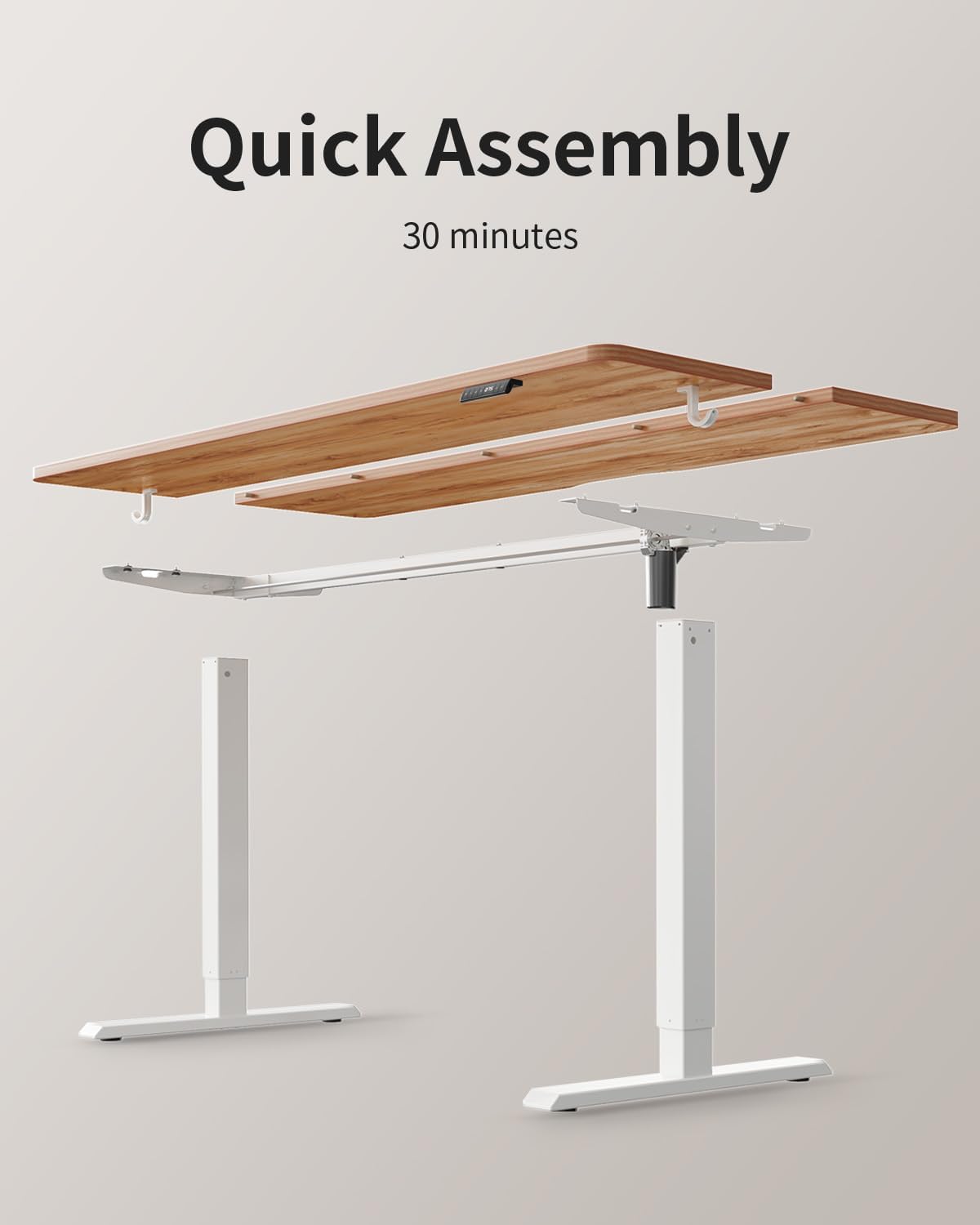 FEZIBO Höhenverstellbarer Schreibtisch mit USB-A und USB-C-Ladeanschlüssen, 120 x 60 cm Steh-Sitz Tisch, Schreibtisch Höhenverstellbar Elektrisch, Ergonomischer Computertisch Homeoffice, Hellbraun
