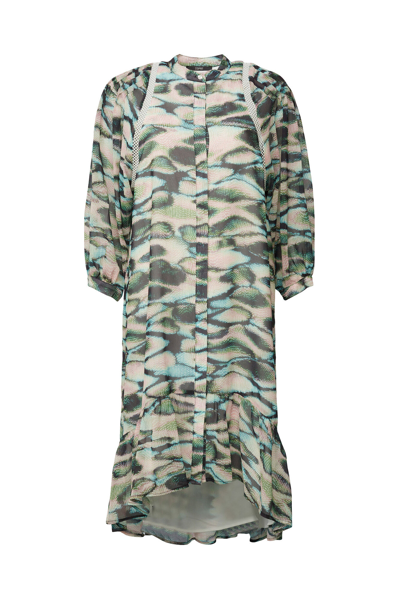 Vestido assimétrico de chiffon com estampa animal - Estampa verde