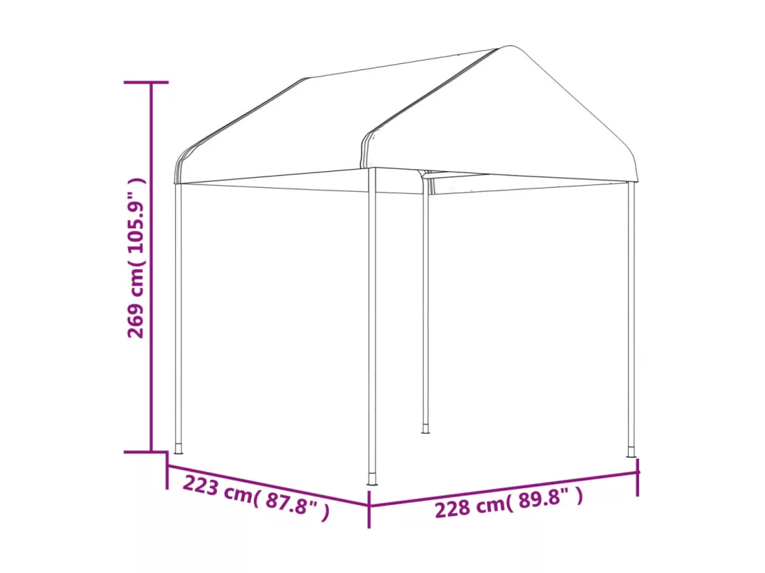Belvédère avec toit blanc 17,84x2,28x2,69 m polyéthylène
