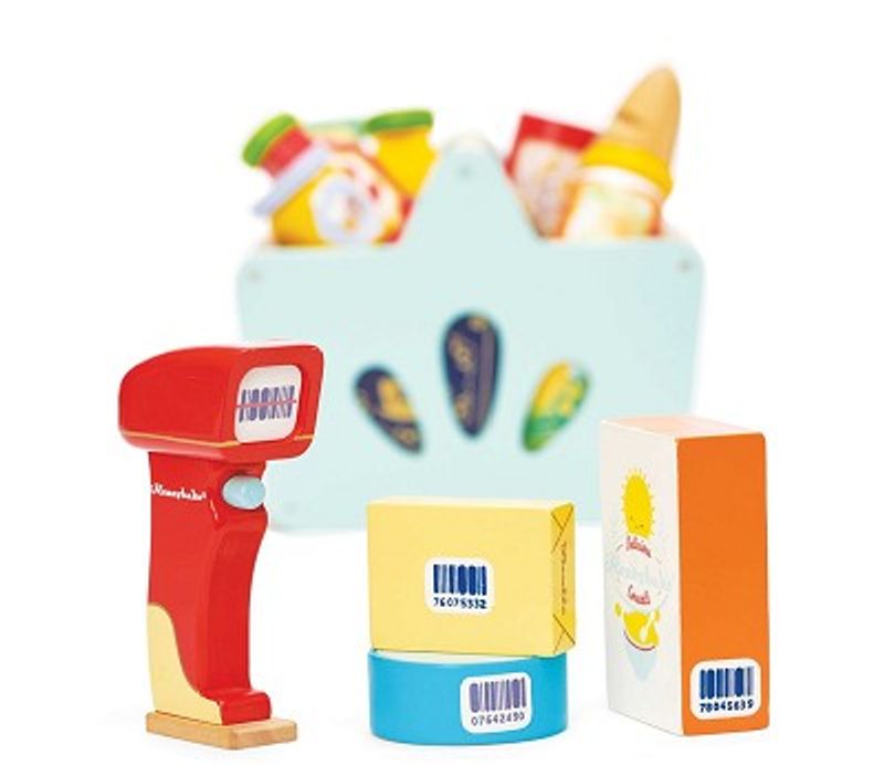 Le Toy Van Handlekurv med Varer og Skanner i tre