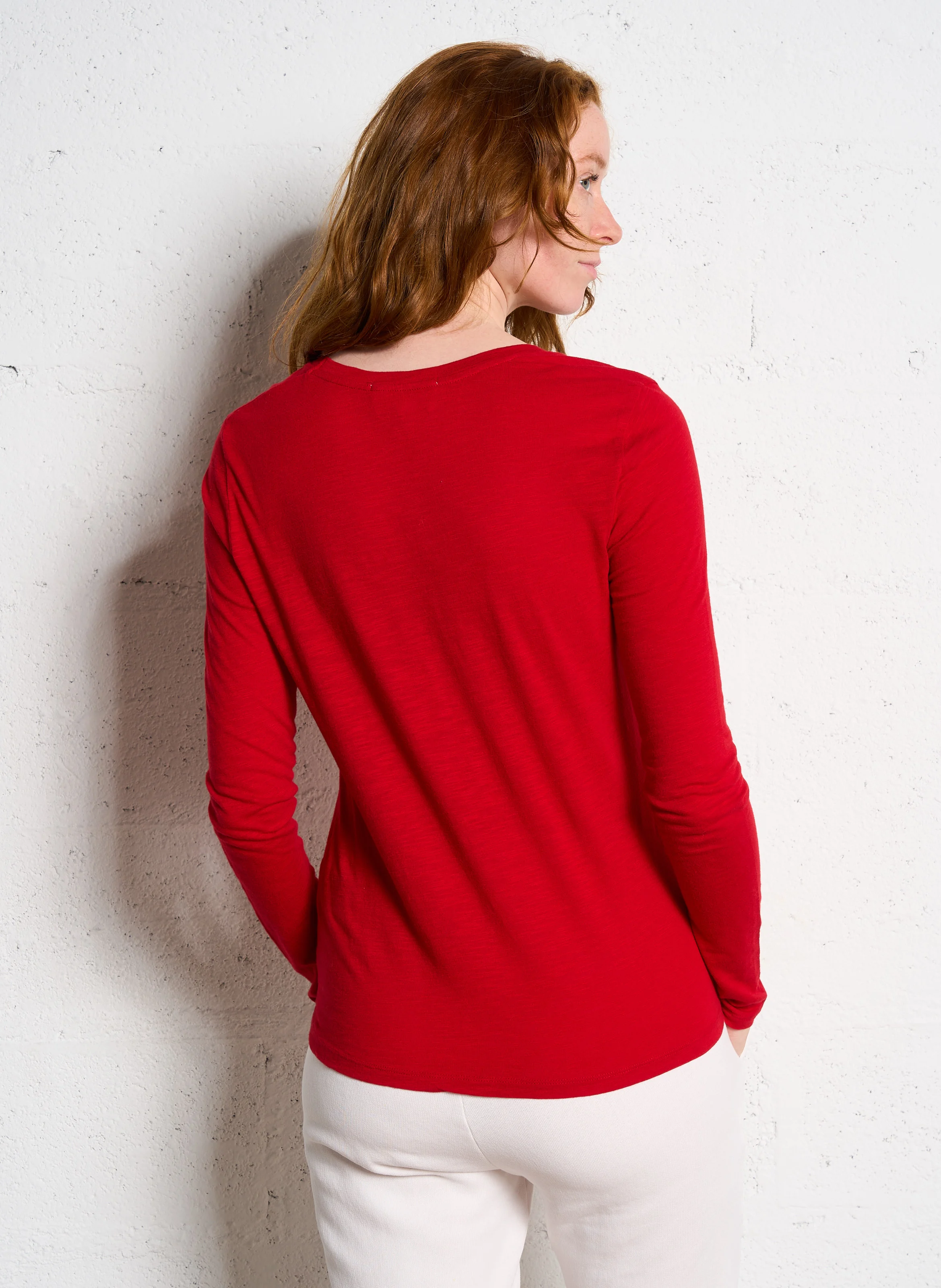 JACKSONVILLE - Tee-shirt col rond en coton mélangé | Rouge