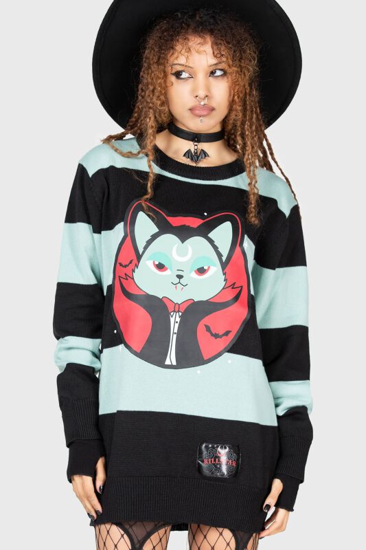 Vampurr Stripe Jumper (Mint)  | THE VAMPURR by KILLSTAR Pull tricoté