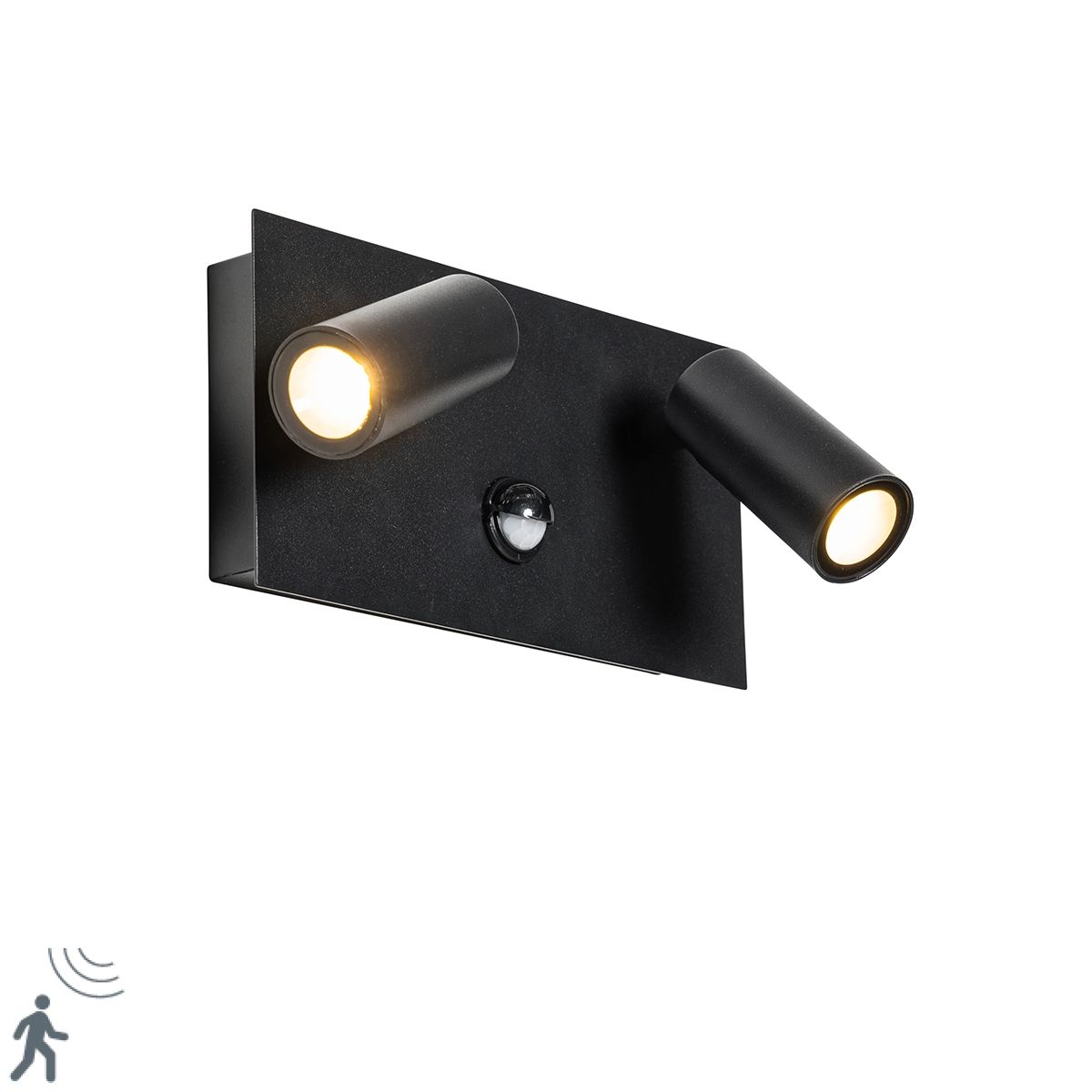 Buiten wandlamp zwart incl. LED 2-lichts bewegingssensor- Simon