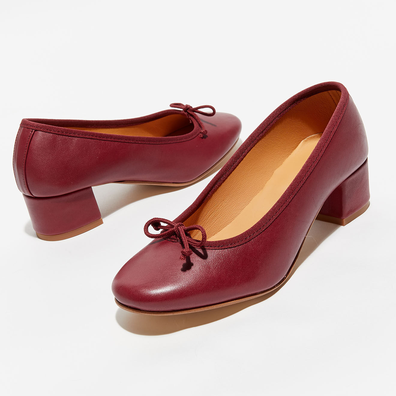 Quartier Latin Ballerines en Cuir Albane bordeaux - Talon 4 cm