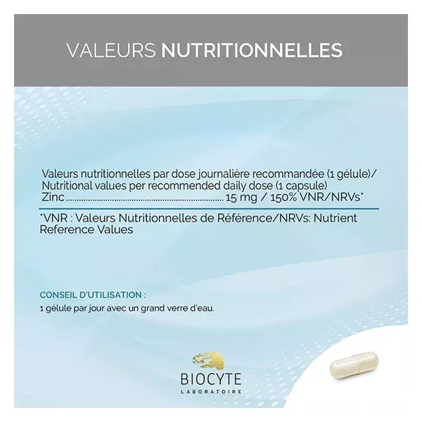 Biocyte Liposomal Zinco Defesas Naturais Beleza da Pele 60 Cápsulas