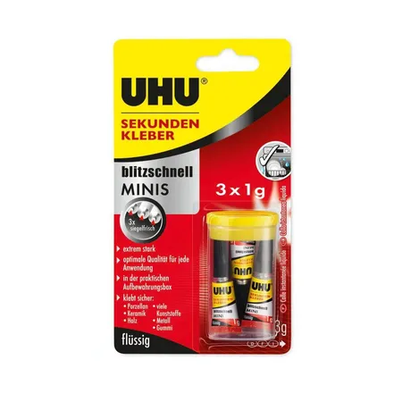 UHU Sekundenkleber blitzschnell Minis 3 x 1g