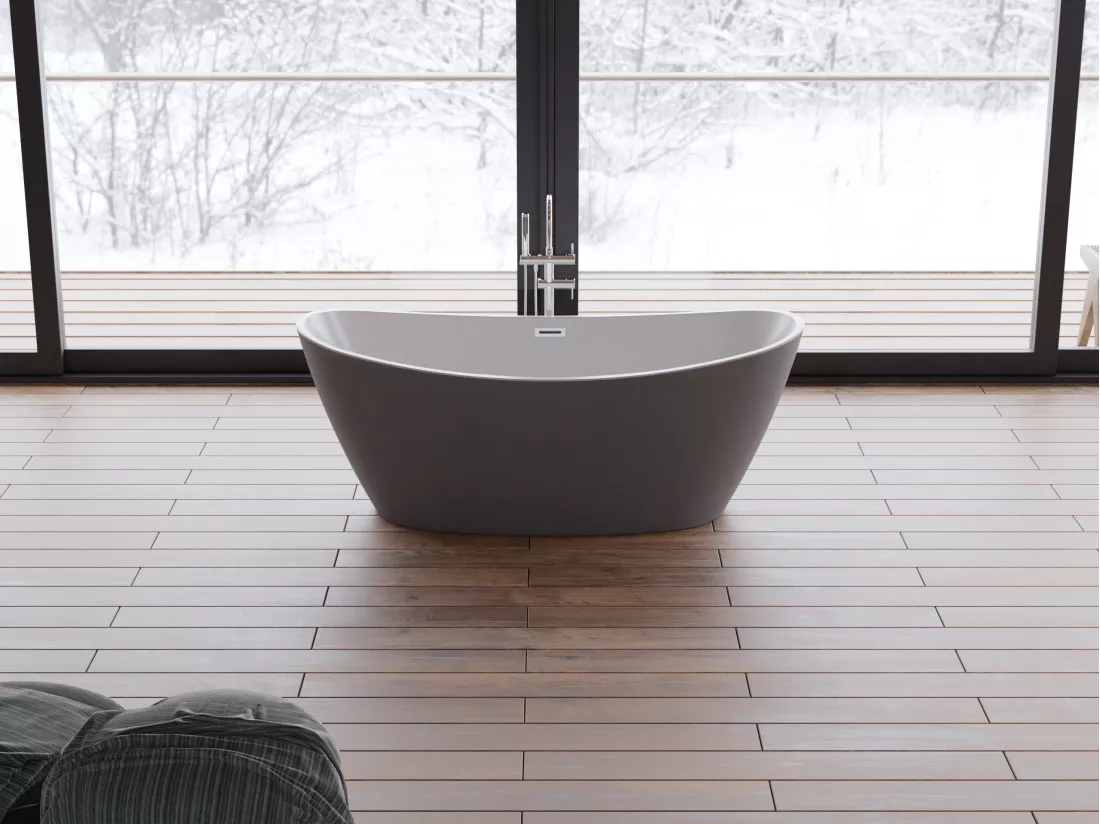 Baignoire îlot ovale NEROON 2.0 GRISE L. 170 x l. 80 cm, by SPALINA