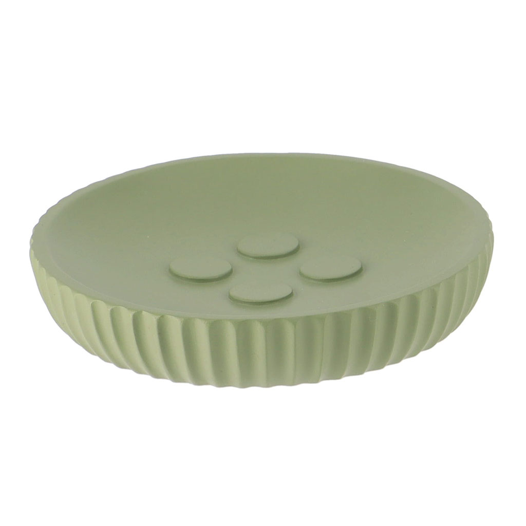 Porte savon rond polyrésine strié kaki 11x2.4cm