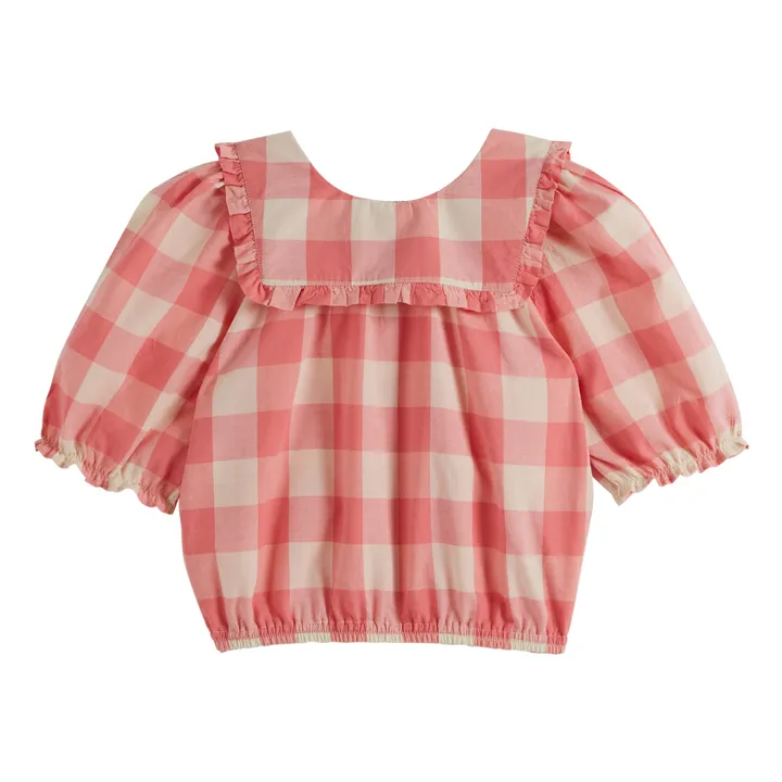 Emile et Ida Blouse Col Volants Vichy | Rose bonbon