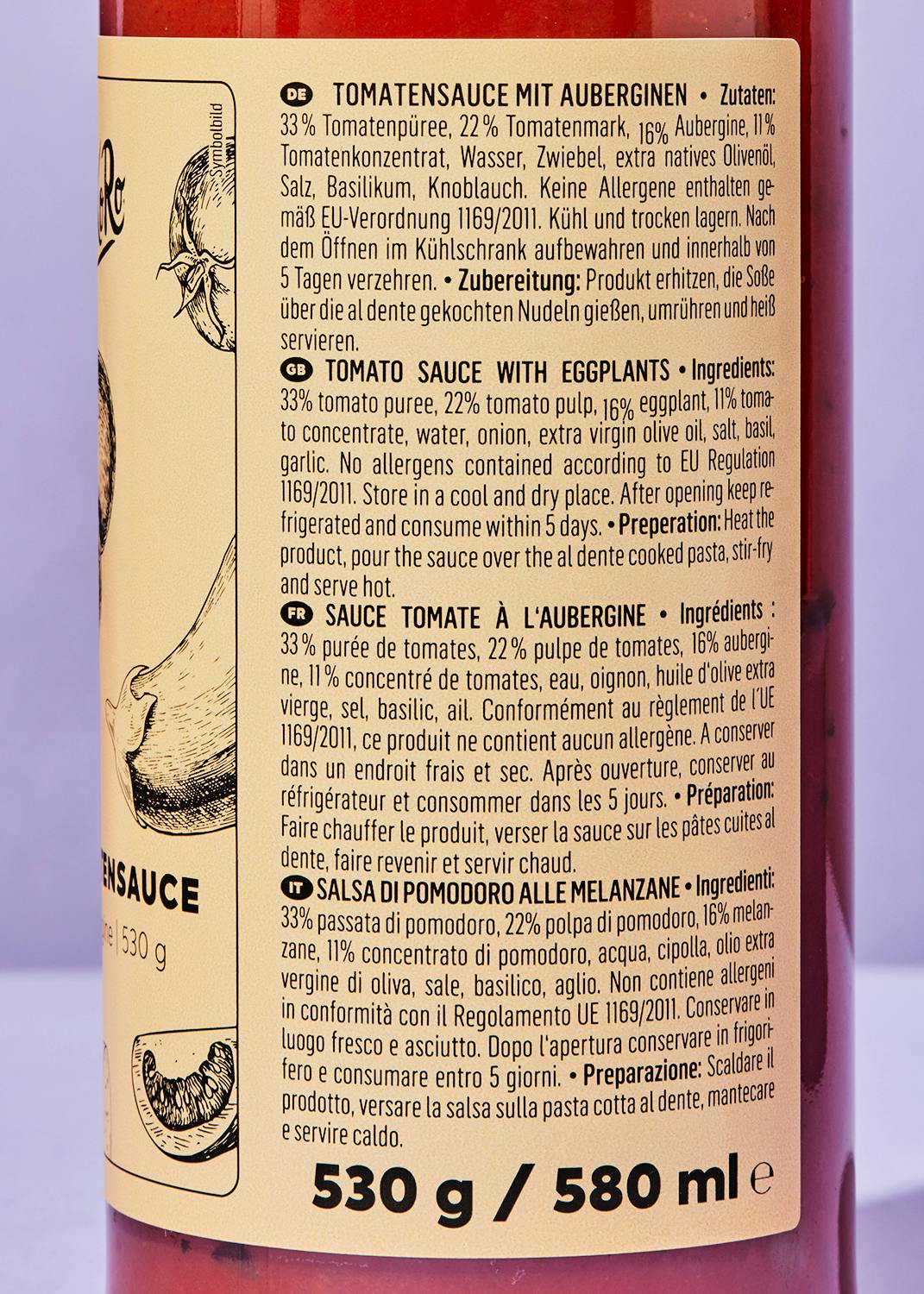 Tomatensoße mit Aubergine 530 g