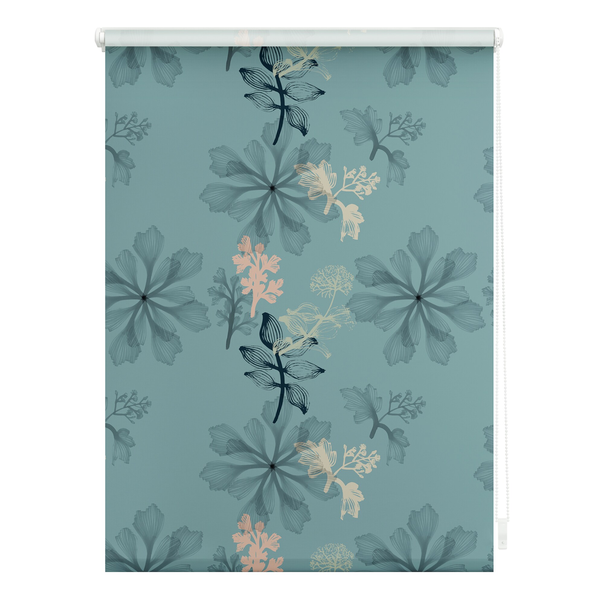 Lichtblick Rollo Klemmfix, ohne Bohren, Verdunkelung, Aqua Floral - Blau