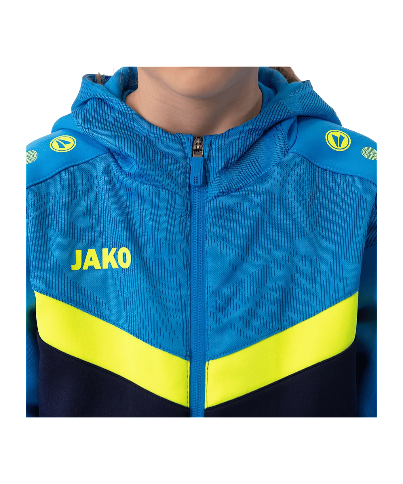 JAKO Iconic Kapuzenjacke Kids Blau Gelb F914