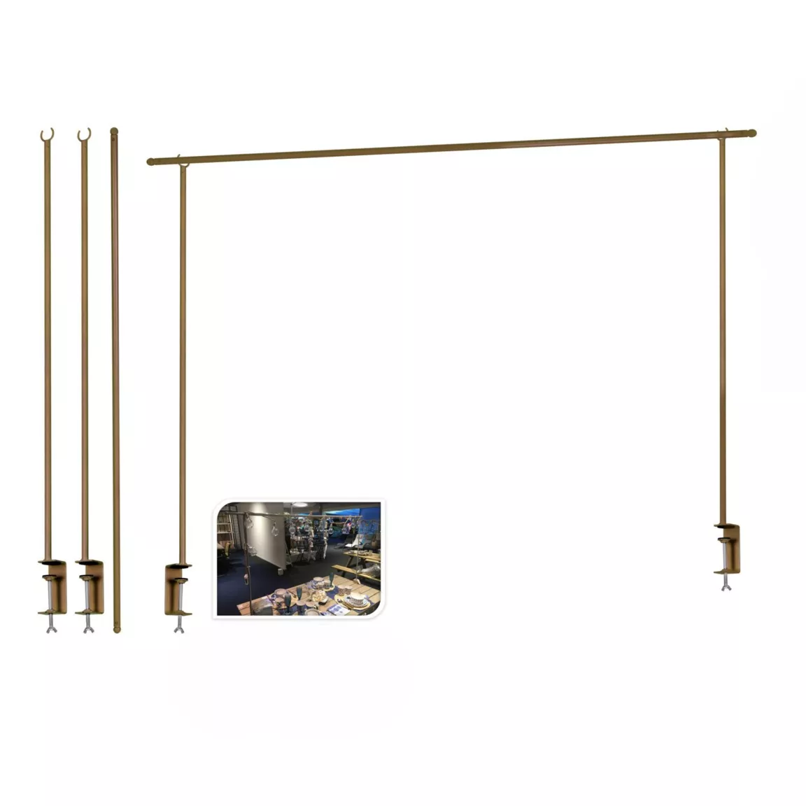 Barre de table réglable (L136 à 250 cm) pour Décoration Or