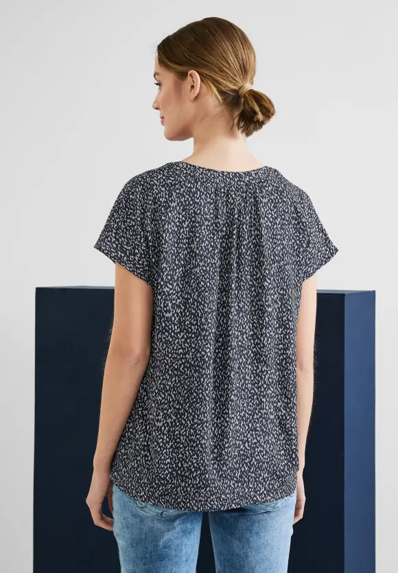 Shirtbluse mit Minimalprint - deep blue
