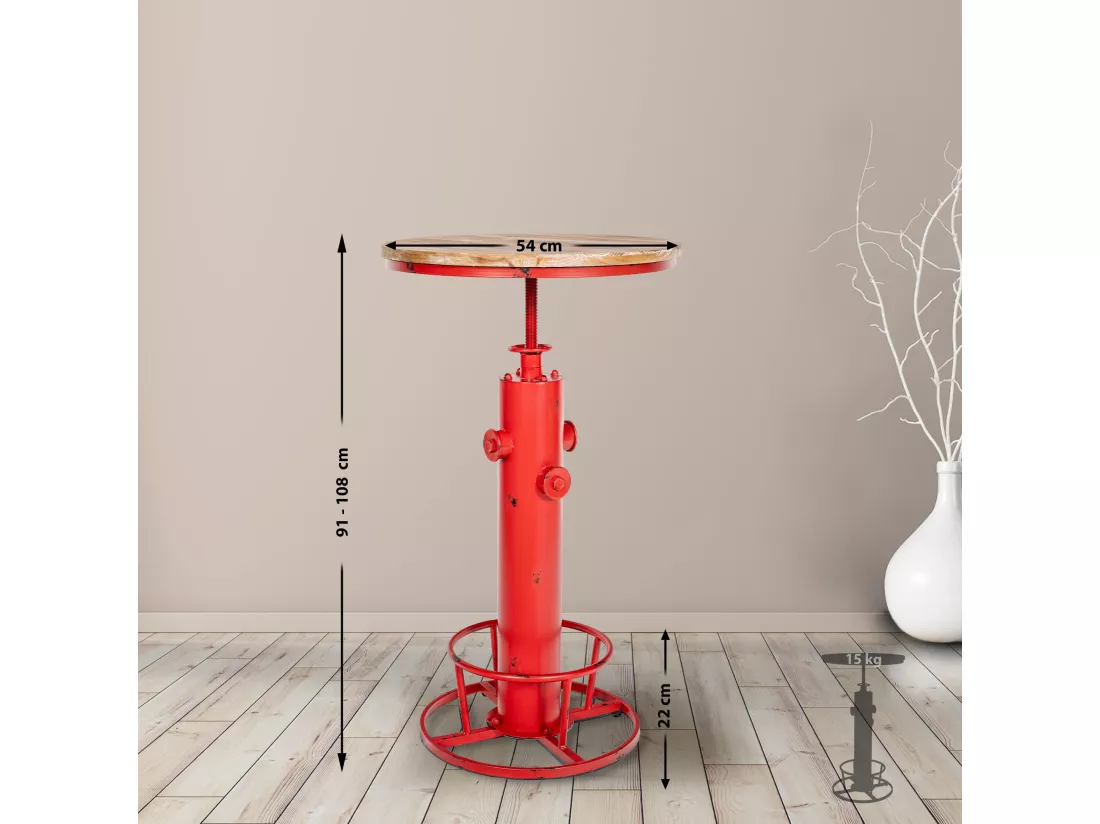 Table haute de bar - rond Ø 54 cm - Métal - Rouge - Ruhr