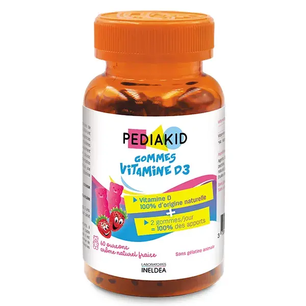 Pediakid Vitamina D3 em Gomas, Sabor Morango, 60 gomas