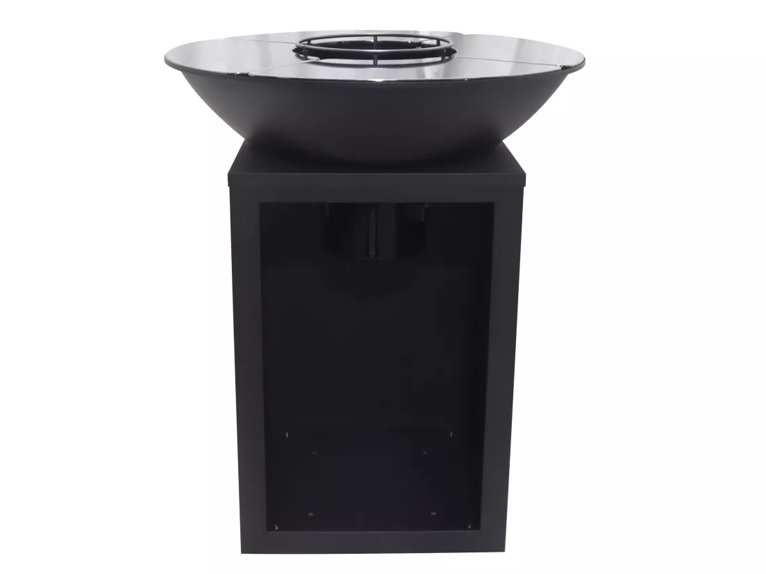 Barbecue plancha brasero à charbon et bois avec rangement L80 x l80 x H95 cm noir - IGNOS