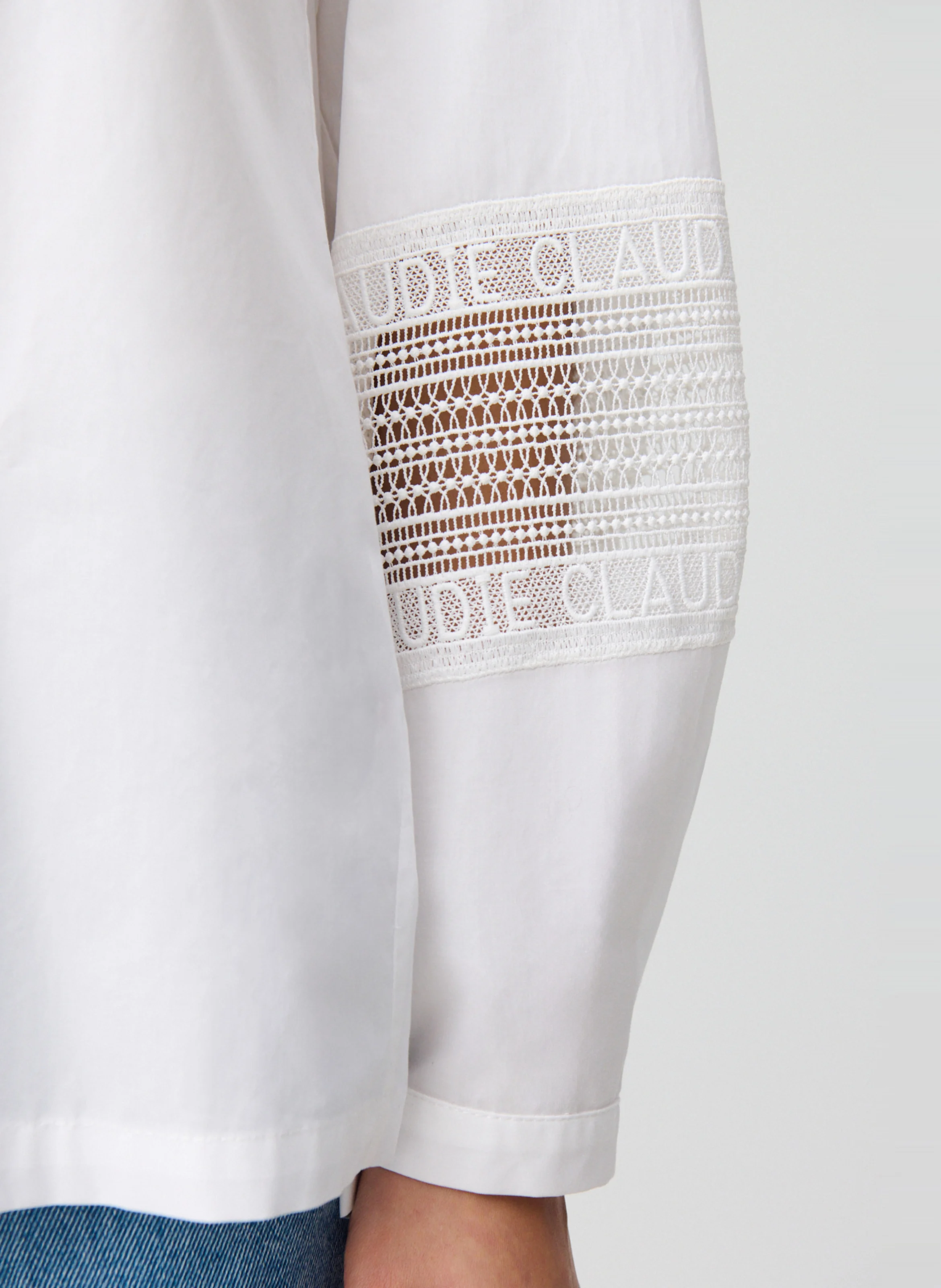 Chemise à col volanté en coton | Blanc