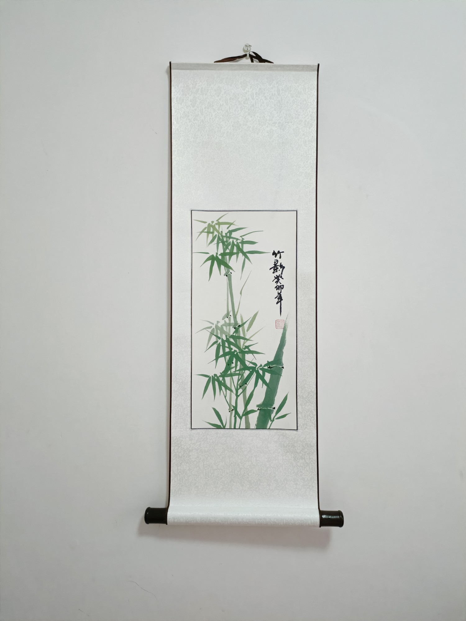 Rollbild 'Bambus', handgemalt, H 90 cm, B 30 cm von fischer's lagerhaus